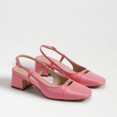 Colorful Heels, Wide Heels, Pink Lotus, Women's Heels, Pink Heels, Slingback Heel, Synthetic Fabric, Custom Shoes