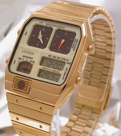 Golden Watch, Casio Vintage, Retro Gadgets, Watches For Sale, Retro Watches, Citizen Watch, Dope Jewelry, Perpetual Calendar, Smart Watches