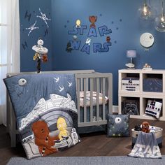 a child's bedroom with star wars theme