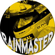 a yellow and black sticker with the words rainmaster on it's side