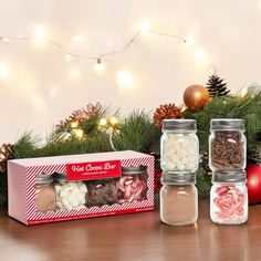 Hot Cocoa Bar - 4 Piece Mason Jar Kit in Gift Box - Mellow Monkey Mug And Cocoa Gift Set, Hot Chocolate Kit Gift, Hot Chocolate Jars, Diy Hot Cocoa Bar, Hot Chocolate Kit, Hot Chocolate In A Jar, Fluffy Marshmallows