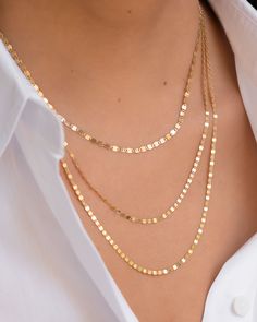 14k gold dainty mirror chain link necklace in your choice of length and gold color, wear it by itself or layered. Links: Approx. 2mm Weight: 16" is approx. 1 gram Ships in 4-7 business days Rush order ships in 2-5 business days Comes gift ready in a custom Zoe Lev jewelry box *Eligible for return, per our policy. See here for details. Styling 101, Chain Locket, Gold And Jewelry, Real Gold Chains, Dainty Jewellery, Choker Necklace Designs, Minimalist Jewellery, Jewellery Bracelets, Gold Chain Design