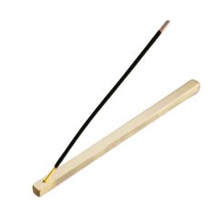 two wooden sticks with black handles and one long stick is holding the end of an electrical wire