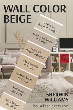 Wall Color Beige by Sherwin Williams Wall Color Beige, Accessible Beige Sw, Nomadic Desert, Basket Beige, Paint Color Trends, Wall Paint Color, Balanced Beige, Taupe Paint