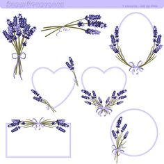 lavender flowers and hearts cut outs for scrapbooking, cards or papercrafting