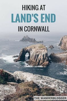 the cover of hiking at land's end in cornwalll, with text overlay