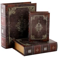 PRICES MAY VARY. Set of 3 exquisite storage boxes with the appearance of vintage books comes in 3 different sizes, ideal for hiding all your little secret treasures. Outer Size: Large - 10.6" x 8.75" x 2.7"; Medium - 8.6" x 6.75" x 2.25"; Small - 6.9" x 5" x 1.6"; Inner Size: Large - 9.25" x 7.25" x 2.5"; Medium - 7.25" x 5.25" x 1.9"; Small - 5.5" x 3.5" x 1.25". High Quality - Our decorative book boxes are made of medium density board and bound with distressed faux leather outside and non wove Book Decorations, Book Storage Box, Decorative Trunks, Book Boxes, Retro Floral Pattern, Book Storage, Antique Book, Floral Retro, Small Organization