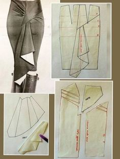 four different views of the same pattern as well as how to cut it out and sew