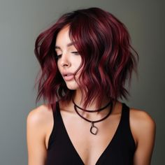 Sultry Red Hair, Red Shaggy Bob, Bold Money Piece Hair Short, Red Hair With Shadow Root, Hair Color Ideas Trendy, Hair Color Ideas Trending, Gorgeous Red Hair, Red Bob Hair