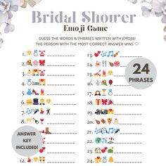 the bridal shower game is shown with flowers