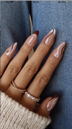 Ongles Beiges, Short Almond Nails, Almond Nails Designs, Thanksgiving Nails, Unique Acrylic Nails, Oval Nails