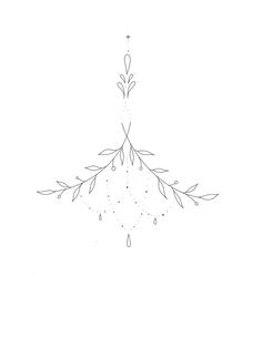 a black and white drawing of an upside down christmas tree ornament with leaves