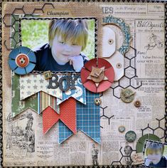 a scrapbook page with an image of a boy