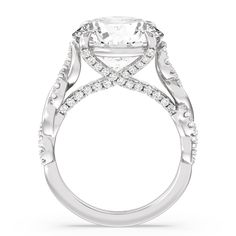 One can't deny the dreamlike beauty of this diamond engagement ring. This vintage-inspired piece shines with a 7-carat diamond center stone perched on a stable cross-over prong with diamond pavé bridge. Giving the ring a delicate and detailed look is a diamond-encrusted, twisted split cathedral shank. Rope Ring, Rope Rings, Twist Ring, Diamond Engagement Ring, Pave Diamonds, Diamond Engagement, Diamond Engagement Rings, Natural Diamonds, Gemstone Jewelry