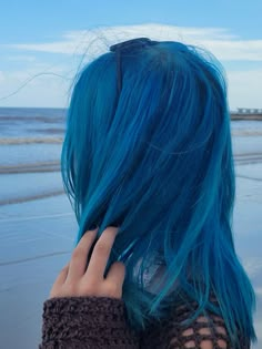 Blue hair Split Blue Hair, Shadow Root Blue Hair, Light Blue And Dark Blue Hair, Blue Hair Bright, Dark And Light Blue Hair, Jet Blue Hair, Sea Blue Hair, Blue Braided Hair, Blue Hair Inspiration