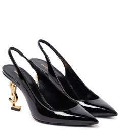 Modern refinement is built on solid foundations, and there’s no better way to create one than with the Opyum pumps from Saint Laurent, so named in honor of the label’s famous Opium perfume. With their black patent leather uppers that let the gleaming gold-toned YSL-monogram heels steal focus, they’re bound to make every step of yours a statement. Pumps Outfit, Venus Fashion, Dr Shoes, Ysl Heels, Ysl Shoes, Saint Laurent Shoes, Classic Bags, Slingbacks, Patent Leather Pumps