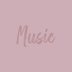 the word music written in cursive writing on a pink background