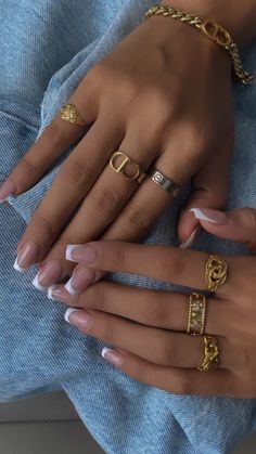 Manicured Nails, Smink Inspiration, Nail Jewelry, Minimalist Nails, Stacked Jewelry, Classy Nails