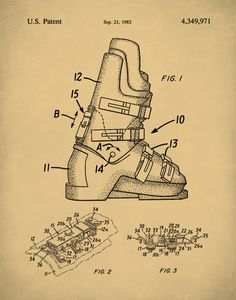 a drawing of a shoe with the words u s patent on it and instructions for how to