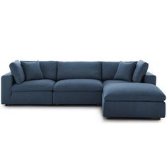 Modway Copper Grove Hrazdan Down-filled 4-piece Sectional Sofa Set by Modway | Wayfair Blue Sofas, Ottoman Upholstery, Blue Sectional, Contemporary Sectional, Living Room Table Sets, Sectional With Ottoman, Modern Sofa Sectional, Contemporary Modern Furniture, Beautiful Cities