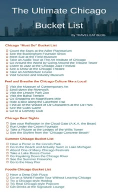 the ultimate chicago bucket list is shown