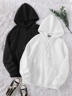 Black And White Hoodies, Thermal Hoodie, Hoodie Set, Sweatshirt Set, Formal Dresses For Women, Long Hoodie, Long Sleeve Casual