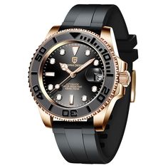 Automatic Vintage Diving Watch – Bellissimo Deals Men's Watches, Black Case, Dive Watches, Stainless Steel Band, 100m, Minerals Crystals