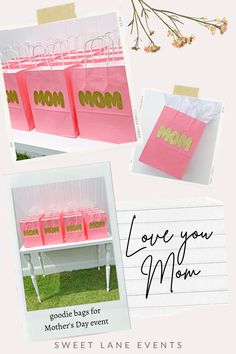 pink and gold mother's day gift bags