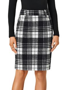 PRICES MAY VARY. Plaid print, high waist, zipper back, stretchy soft fabric, plaid business fall bodycon midi skirt for women and ladies. Slim fit, above knee or knee lenght. The plaid patten high waist short skirt with invisible zipper back design, stretchy and bodycon pencil mini skirt can better show your legs and body curves. Elegant and cute style. Perfect pair this high waist gingham winter pencil skirt with any tops, tee, blouse, shirt, handbag, belt, boots for a beautiful and trendy look Winter Pencil Skirt, Skirt With Black Tights, Belt Boots, Business Casual Winter, Business Casual Fall, Pencil Midi Skirt, Bodycon Pencil Skirt, Bodycon Midi Skirt, High Waist Short