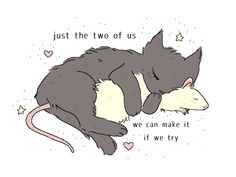 a drawing of a rat with the caption just the two of us we can make it if we try