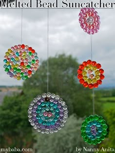 the sun catchers are made out of glass beads