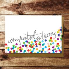 congratulations card with confetti on it