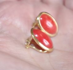 Antique 18K Italian Red Coral Large Dome Bezel Set Stud Earrings 20mm Length and 14mm wide make these studs quite impreessive. Cabs are Momo / Tomato color. Eecuisite piece. Clip ons. One of the cabs have some hairline as you can see in the photos. 7.6 Grams / 38 Carate You will enjoy wearing these studs. True collector item. POLICY: Return Address: Fari Zadeh 275 E. Calle Diamante, Tucson, AZ, 85704 1-If you like your purchase, please leave positive feedback. 2-All my products are handmade. I a Red Round Earrings With Polished Finish, Luxury Red Clip-on Earrings As Gift, Red Cabochon Jewelry For Formal Occasions, Red Round Clip-on Earrings, Classic Red Cabochon Earrings, Red Polished Earrings For Gift, Red Round Clip-on Jewelry, Red Clip-on Round Jewelry, Red Clip-on Jewelry For Anniversary