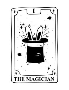 a black and white drawing of a magician's hat with the words, the magician