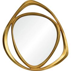 a mirror that is sitting on top of a metal stand with two curved mirrors in front of it