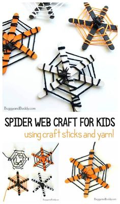 spider web craft for kids using craft sticks and yarn