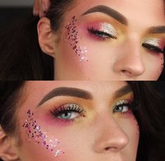 Pink Glitter Festival Makeup, T Swift Makeup, Face Glitter Taylor Swift, Glitter Makeup Taylor Swift, Pink Face Glitter, The Eras Tour Makeup Ideas, Taylor Swift Concert Makeup Ideas, Taylor Swift Eras Makeup