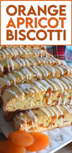 orange apricot biscotti with icing on top