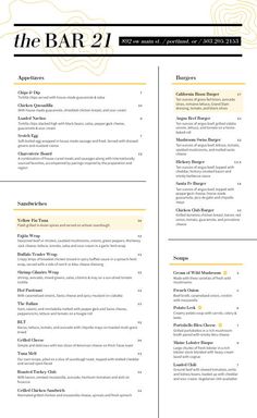 the bar menu is shown in yellow and black