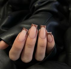 Short Classy Nails, Trending Nail Colors, Nail Colors And Designs, Brown Acrylic Nails, Brown French, Fall Acrylic Nails