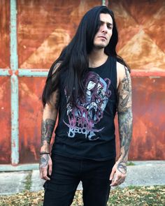 Tattooed Sleeve, Metal Head With Long Hair, Metal Long Hair Man, Long Hair Metalhead Guys, Long Hair Men Metalhead, Goth Fashion Men, Hot Metalhead Guys With Long Hair