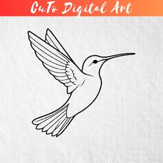 a drawing of a hummingbird in flight with the words cut's digital art above it