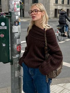 2024 Winter New Thick Knitted Oversized Sweater Women Casual Loose Slash Neck Pullovers High Street Knitted Oversized Sweater, Thread Pattern, Oversized Sweater Women, Oversized Knitted Sweaters, Off Shoulder Sweater, Sweater Women, Looks Style, Mode Inspiration