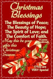 a christmas card with candy canes and holly leaves on it, saying the blessing of peace