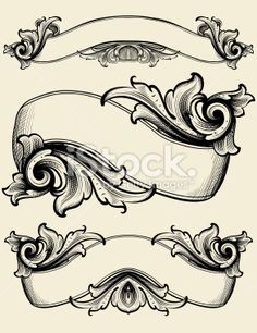 an old fashioned set of decorative scroll designs