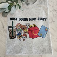 Cute Design ! Custom Made And Will Ship Within A Few Days! On Gildan Unisex Short Sleeve Check Out My Page For More Designs Momma Shirts Vinyl, Paw Patrol Mom Shirt, Grandma Tshirt Designs, Busy Doing Mom Stuff Shirt, Shirts For Grandparents, T Shirt Designs Ideas, Popular Shirt Designs, Cute Mom Shirts, Paw Patrol Birthday Shirt