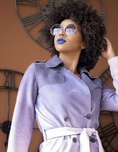 Beautiful purple ombre trench coat will bring not only sophistication and elegance but a trendy modern twist to the classic design.   Fabric: faux suede.  Unlined Dry clean only Curly Fro, Women Outfits, Womens Casual Outfits, Classic Design, Trench Coat