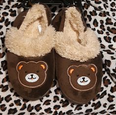 Kids House Slipper/Shoes Bear Face On Each, Faux Fur Cute Brown Round Toe Slippers, Panda Slippers, Elf Slippers, Unicorn Slippers, Boys Slippers, Bear Slippers, Baby Uggs, Bunny Slippers, Toddler Slippers