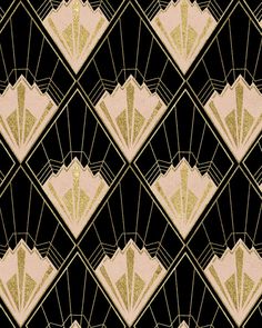 an art deco design with gold and black colors