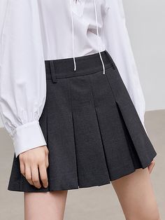 MO&Co. Women's High Waist Pleated Culottes Features : - Pleated design- High waist A-line silhouette- Mini length skirt with inner shortsCode: MBC3SOTT12The back length of size M is 36.5cm MATERIALS & CARE : Material: 64.5% Polyester 33.3% Viscose 2.2% SpandexUse a washing machine at the mild process of 30 centigrade Do not bleach, hang to dry Iron and dry at low temperature Do not soak, do not expose to the sun In mesh bag, wash with similar colors Please wash with special detergent for silk an Short Pleated Skirt For Office, Pleated Short Bottoms For Fall, School Uniform Style Mini Skirt For Fall, School Uniform Mini Skirt For Fall, Fall Pleated Short Bottoms, School Uniform Style Skirt, Pleated School Uniform Bottoms For Fall, Fall School Uniform Style Pleated Bottoms, Fall Pleated School Uniform Bottoms